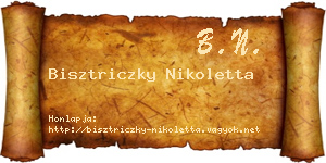 Bisztriczky Nikoletta névjegykártya